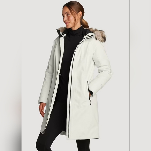 NEW! Eddie Bauer Cream Down Parka Coat Size L - Picture 15 of 15